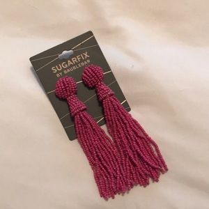 BaubleBar pink tassel earrings